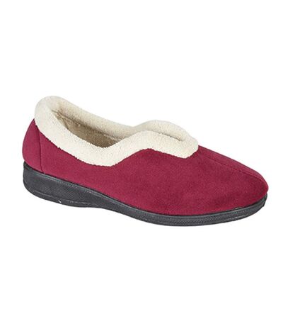 Sleepers Womens/Ladies Olivia V Throat Memory Foam Slippers (Wine) - UTDF1223