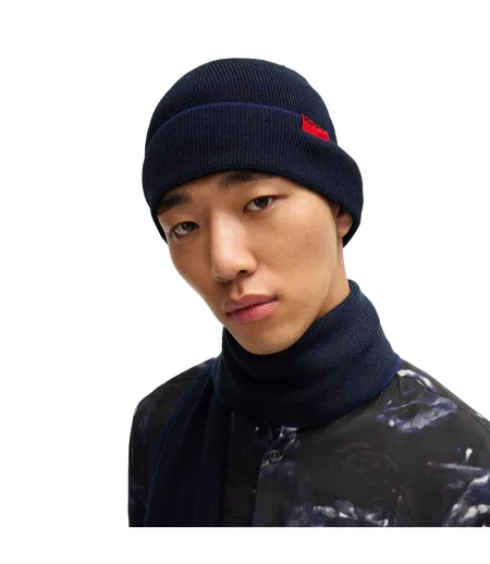 Ensemble Bonnet Et Écharpe Zaschel Homme Taille Unique Bleu Marine Rouge Hugo