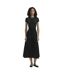 Womens/ladies Tiered Cotton Poplin Maxi Skirt Black Finery-1