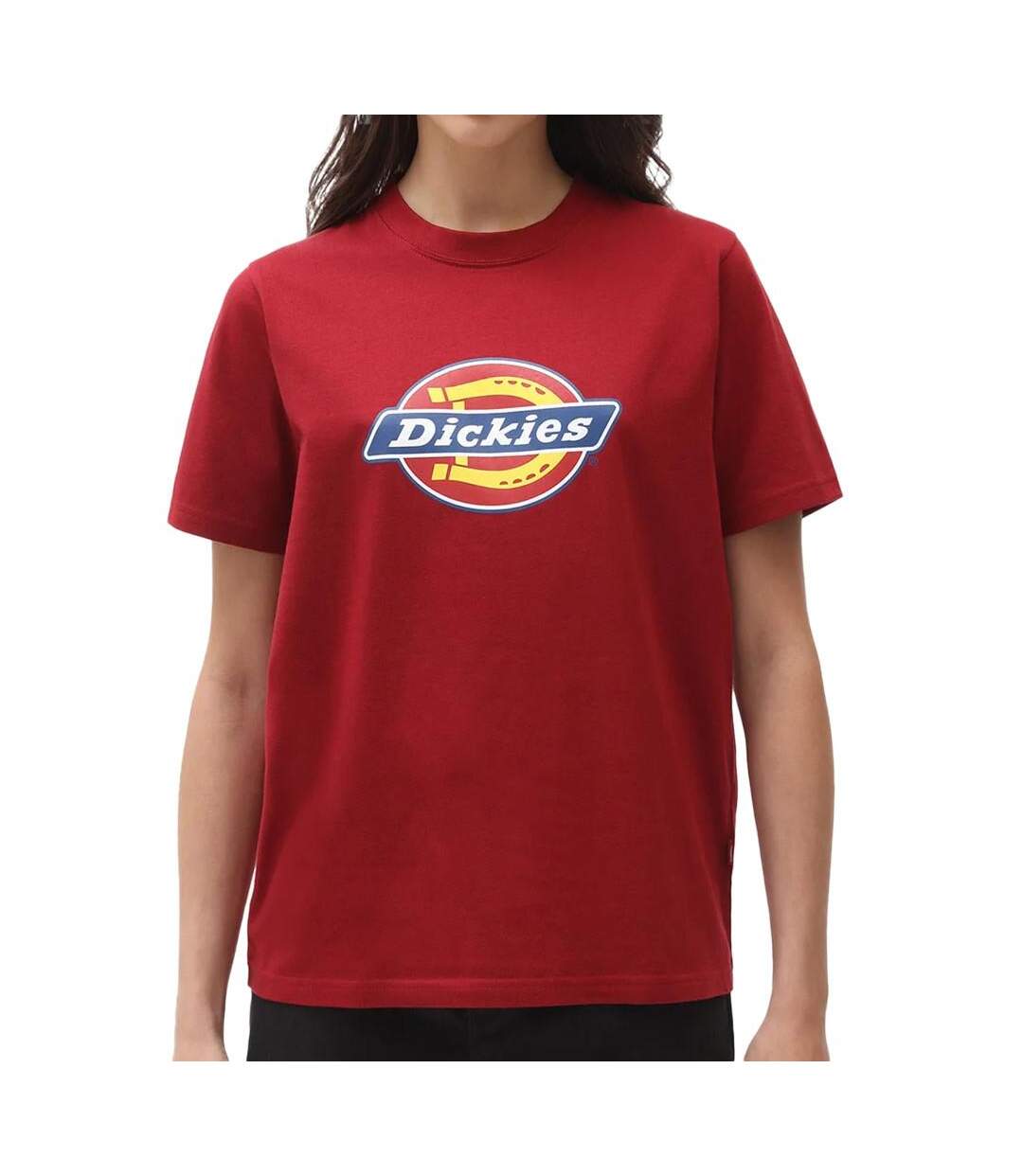 T-shirt Rouge Femme Dickies Icon Logo - XXS