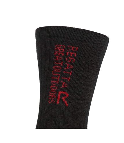 Regatta Unisex Adult Wool Hiking Boot Socks (Pack of 2) (Black/Dark Red) - UTRG5986