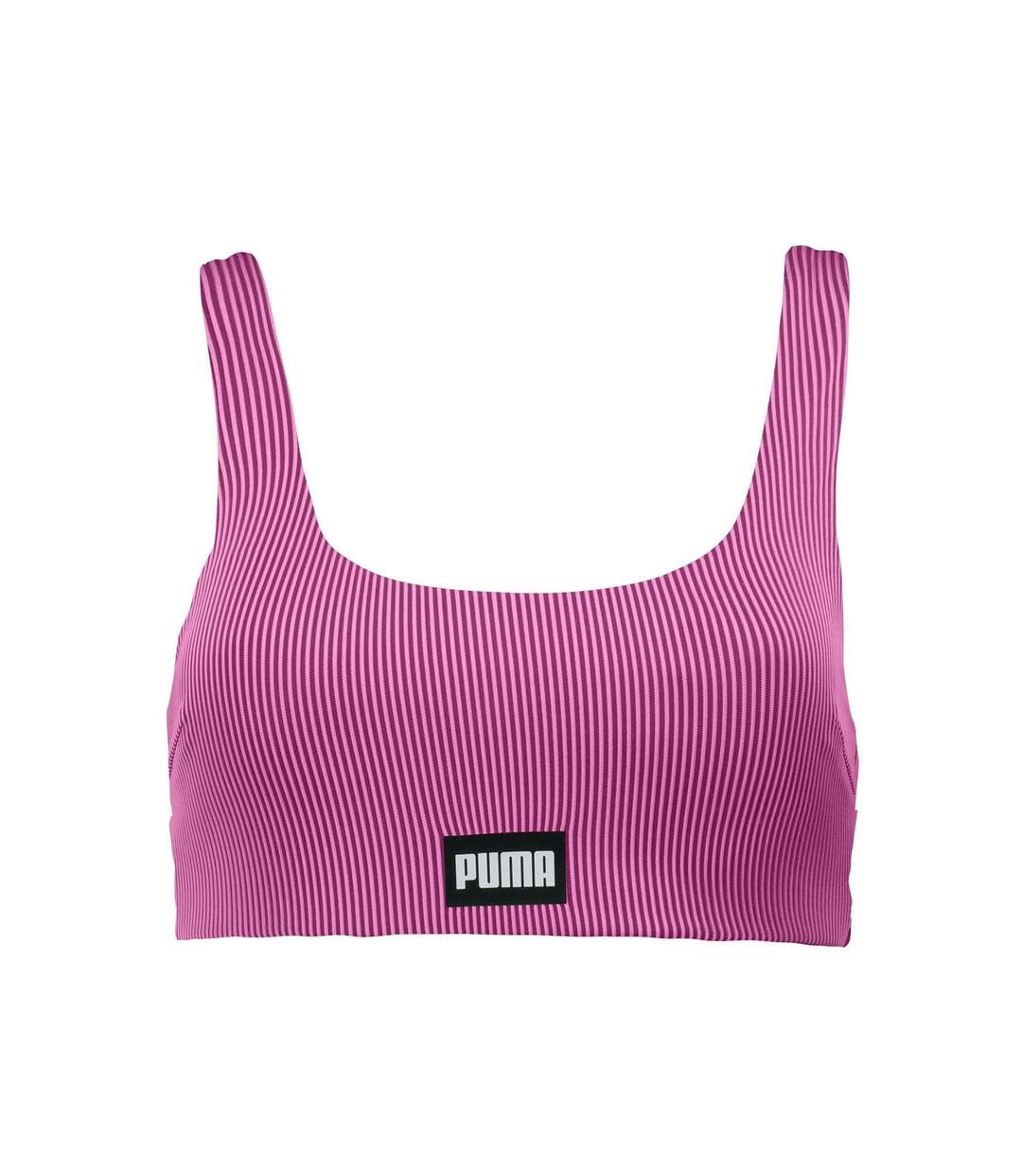 Womens/ladies Stripe Scoop Neck Bikini Top Pink Puma-1