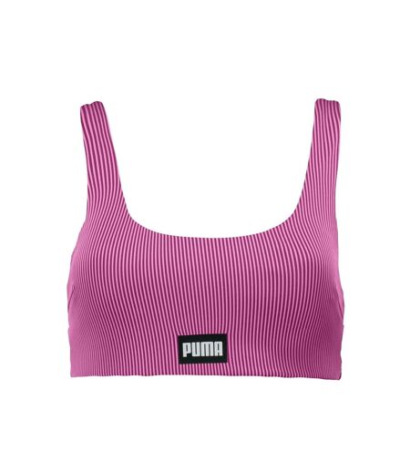 Womens/ladies Stripe Scoop Neck Bikini Top Pink Puma