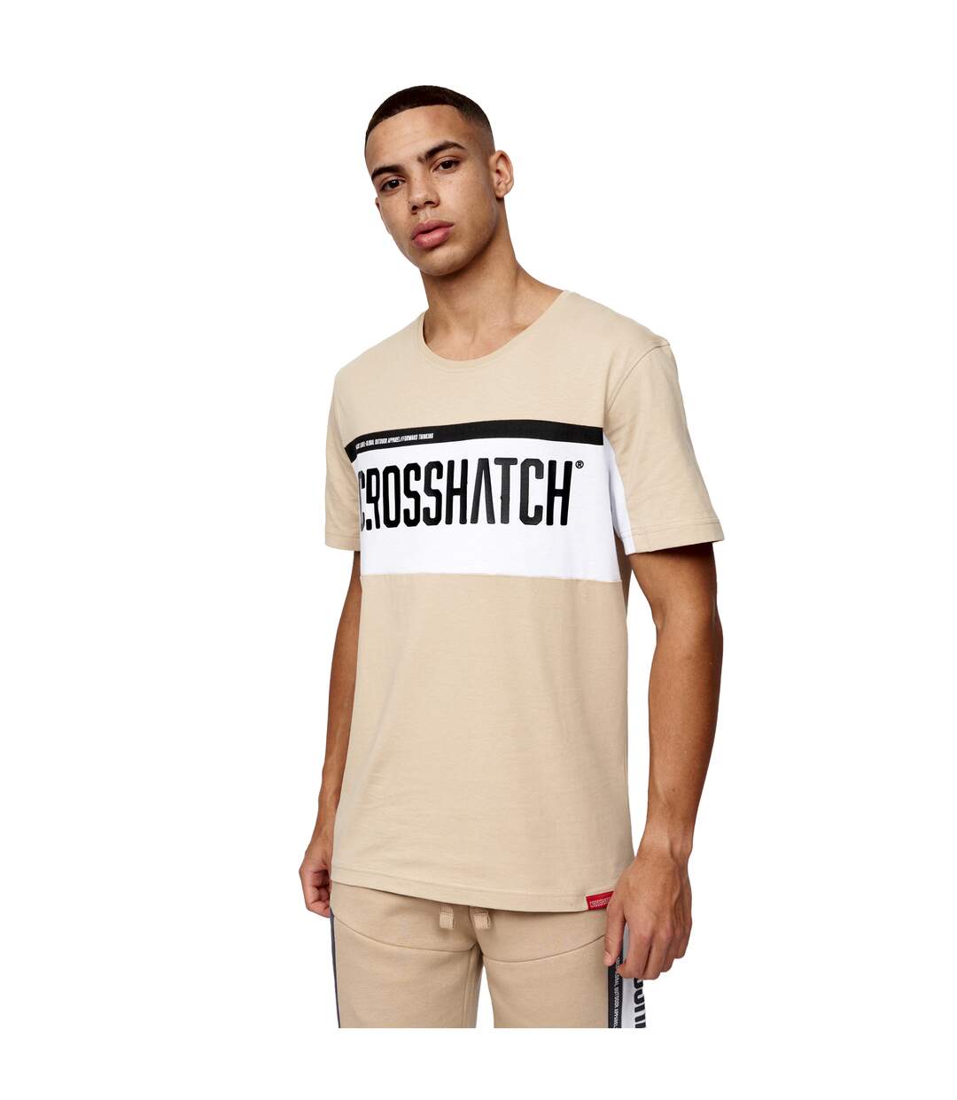 Crosshatch Mens Silomane T-Shirt (Stone/White)