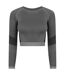 Tombo Womens/Ladies Seamless Panelled Long Sleeve Crop Top (Light Gray/Black)