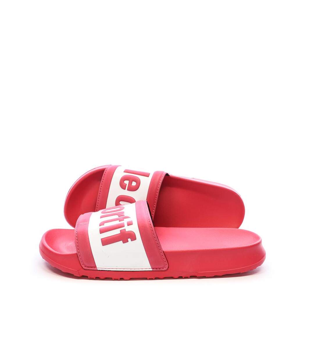 Claquettes roses/blanches femme le coq sportif slide wording-1