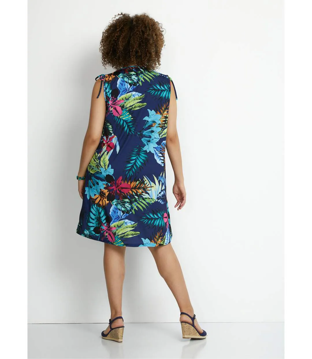 Robe débardeur courte imprimé tropical-2