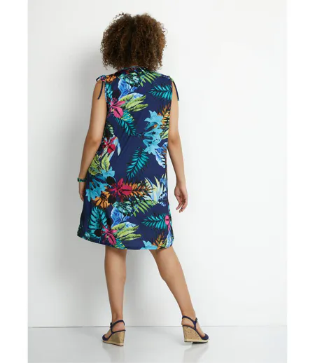 Robe débardeur courte imprimé tropical