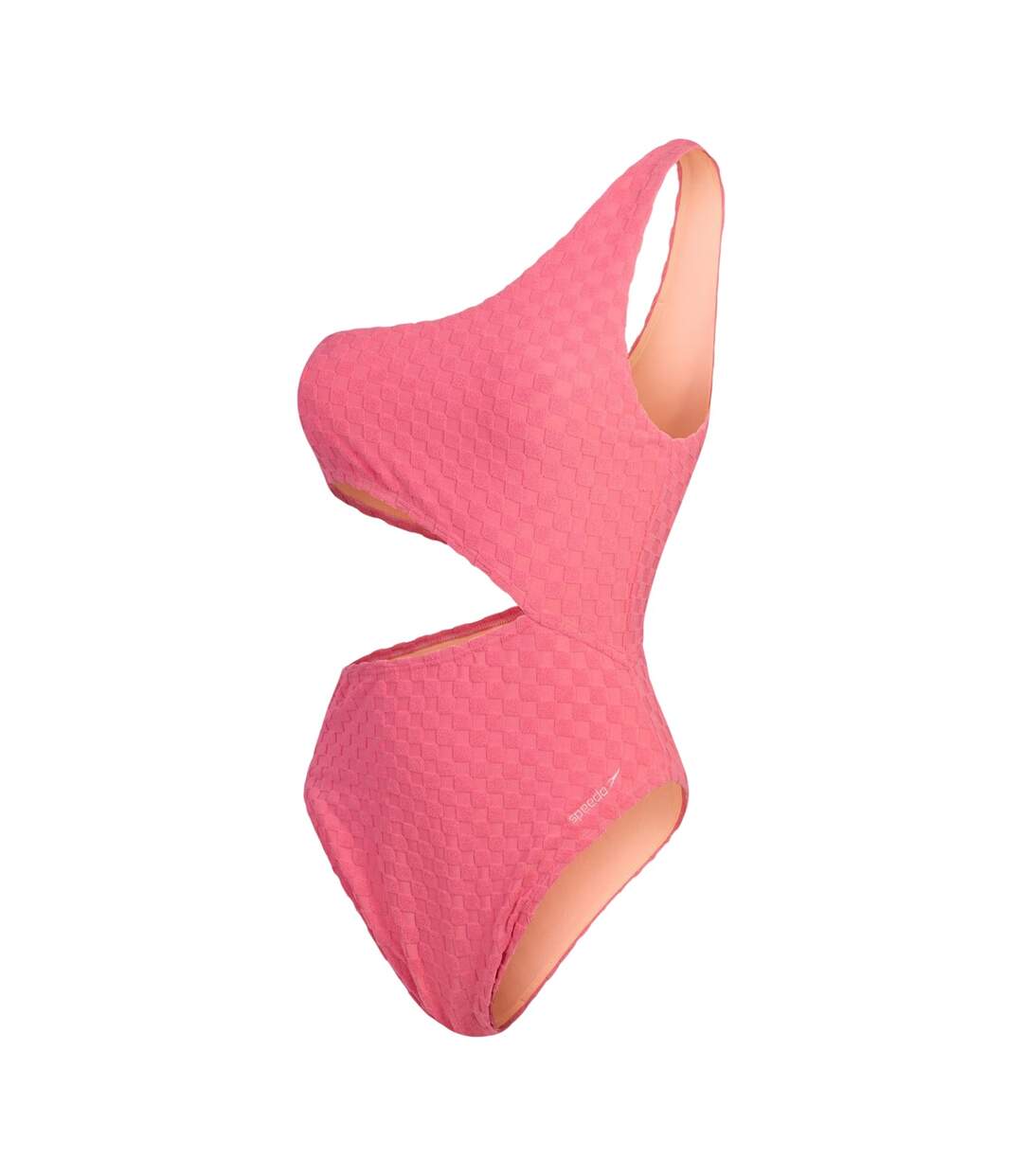 Womens/ladies Checkerboard Textured Cut Out One Piece Swimsuit Light Pink Speedo-1