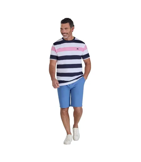 T-shirt Motif/style Rayures Contrastées Homme Blanc Bleu Marine Rose Raging Bull