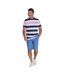 T-shirt Motif/style Rayures Contrastées Homme Blanc Bleu Marine Rose Raging Bull-1