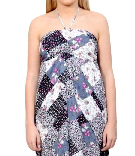 Robe longue bustier fleurie bleue - Chic et élégante pour vos sorties d'été