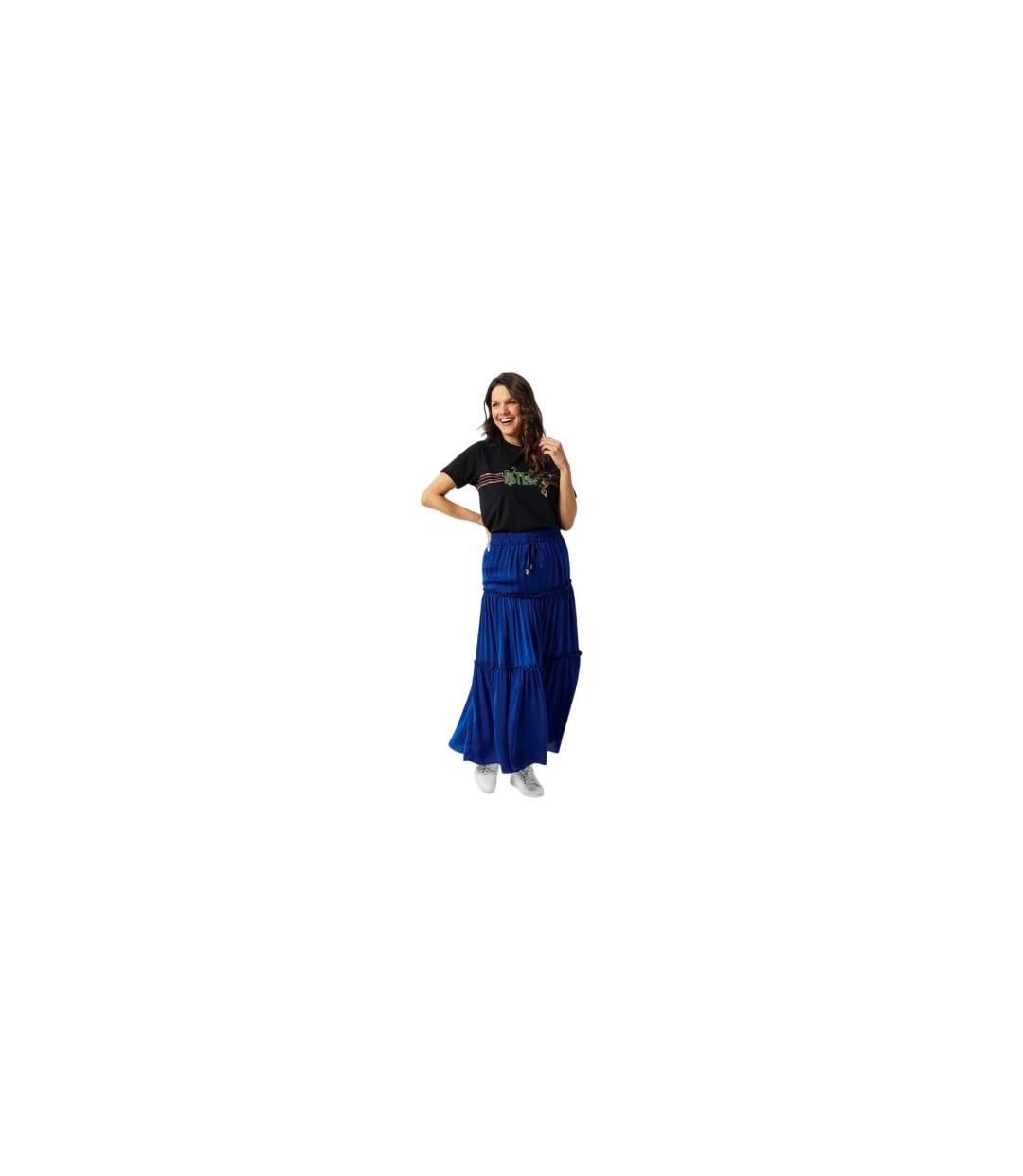Jupe Longue Motif/style Uni Femme Bleu Biba-1