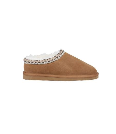 Womens/ladies foxmoor suede slippers tan Cotswold