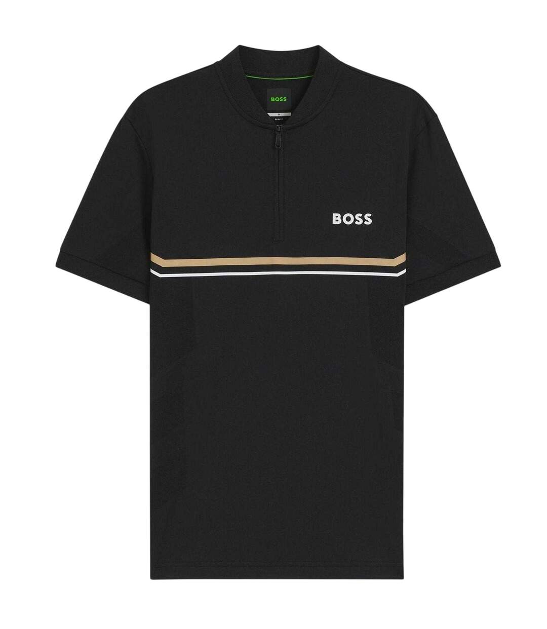 Mens Pl Toc Spin Logo Quarter Zip Polo Shirt Black Boss-2