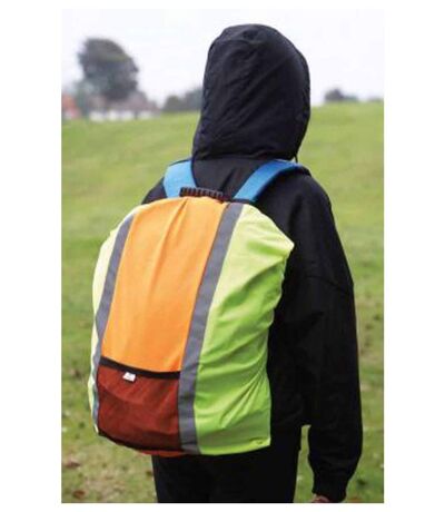 housse sécurité pour sac à dos 20 à 60 L- Jaune et orange fluo haute visibilité - HVW068