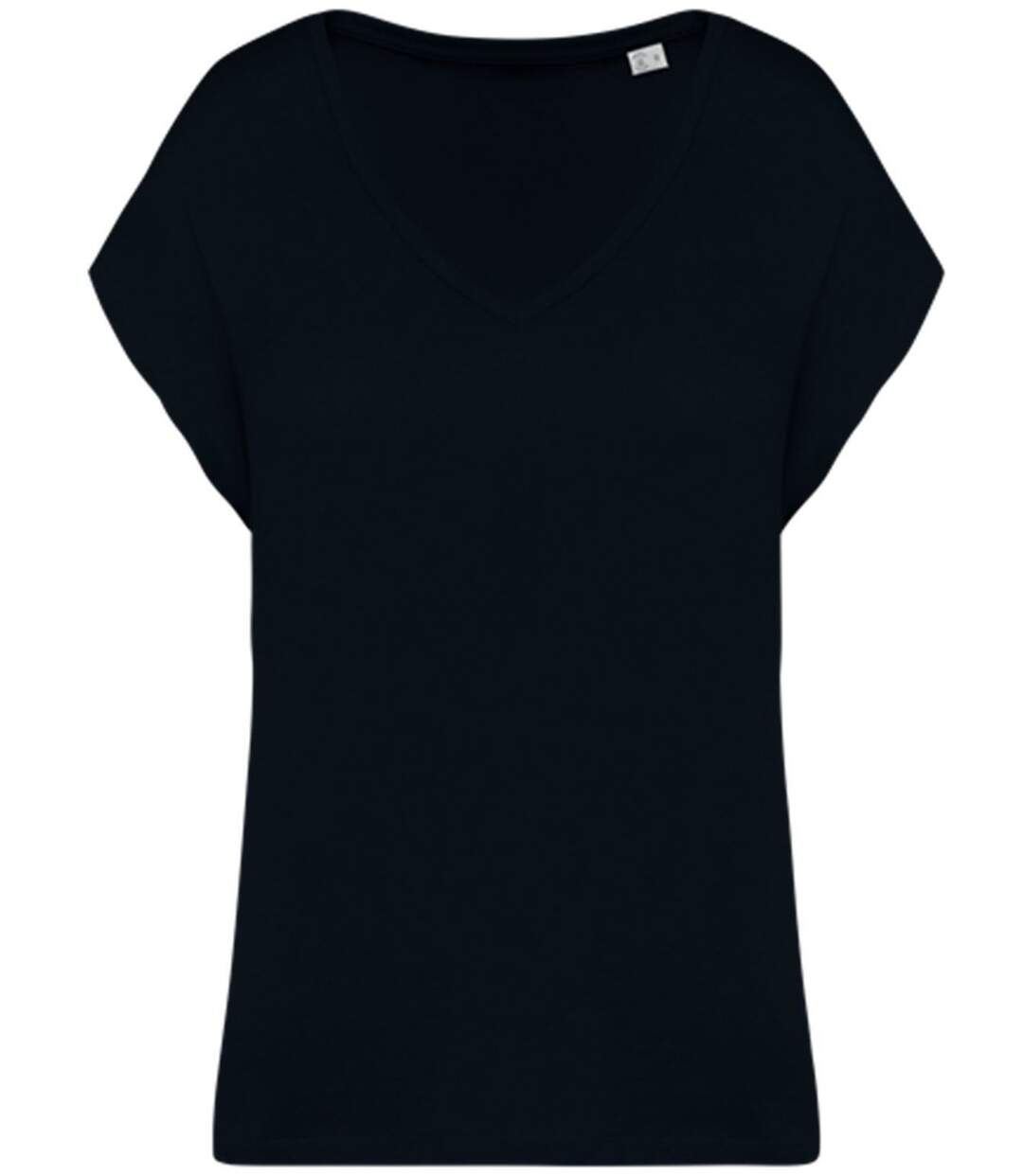 T-shirt loose à col V écoresponsable - Femme - PAT312 - noir-2