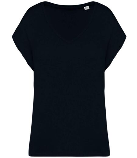 T-shirt loose à col V écoresponsable - Femme - PAT312 - noir