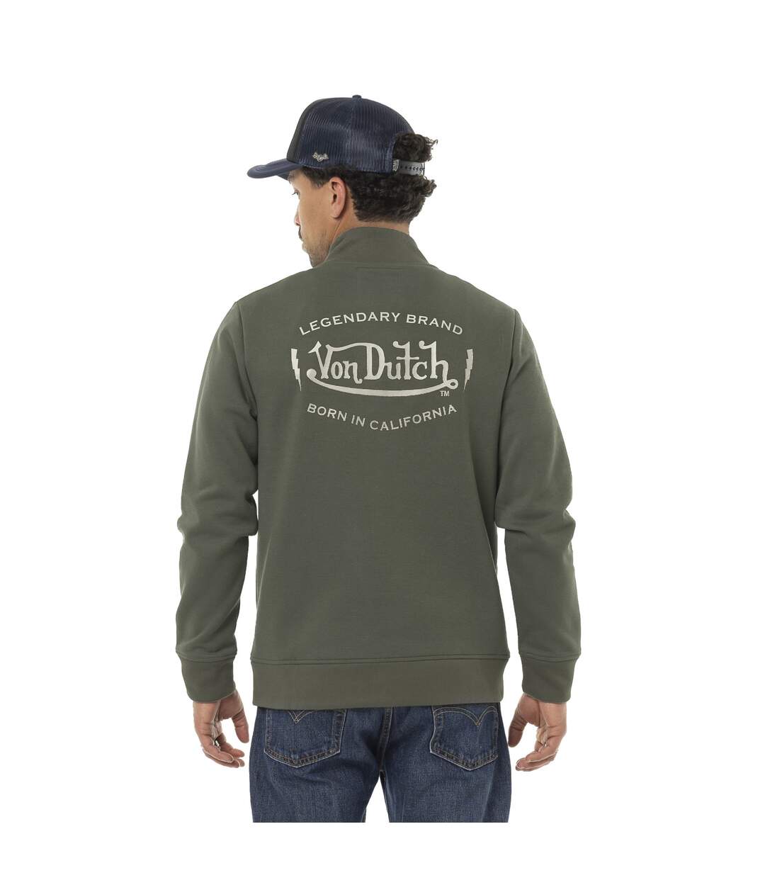 Sweat homme col montant en molleton avec print devant & dos Vondutch-2
