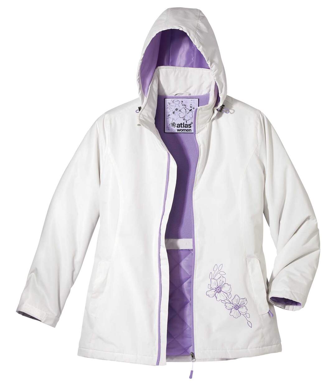Women's Water-Repellent Microtech Parka with Hood - Off-White Atlas For Men