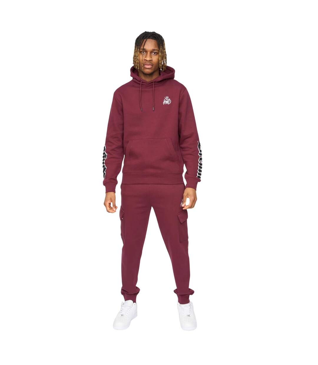 Mens Sleevely Fleece Hoodie Burgundy Kings Will Dream-1