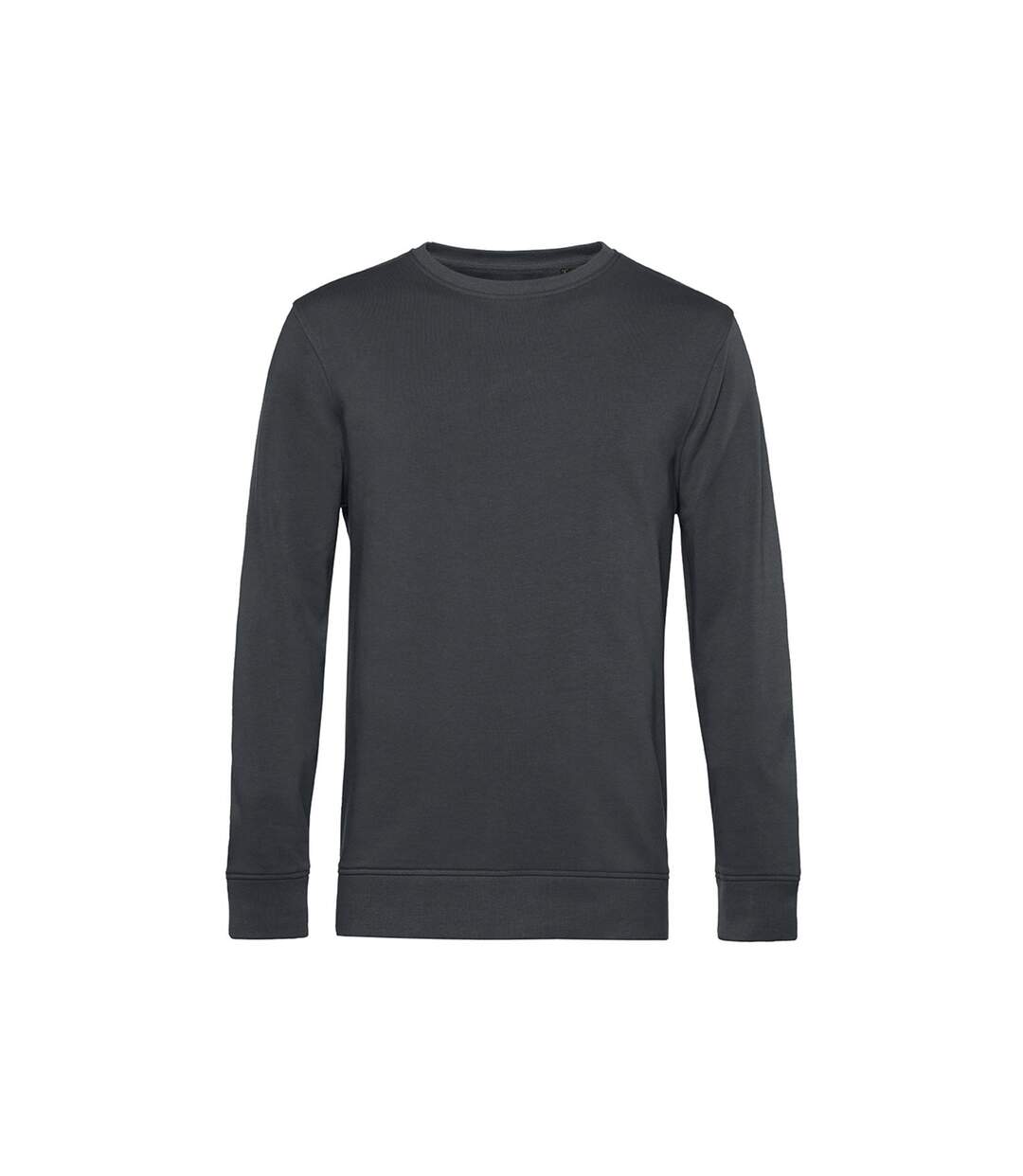 Mens Organic Crew Neck Sweat Asphalt B&C-1