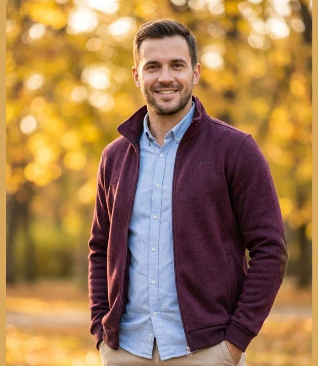 Cardigan Zippé Homme en Polaire Tricot Bordeaux – Col Montant & Coudières Suédine-4