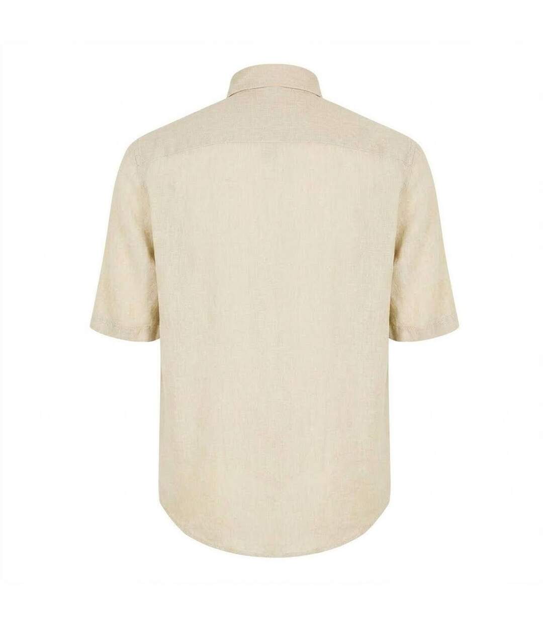 Mens Linen Short-sleeved Shirt Light Beige Boss-2