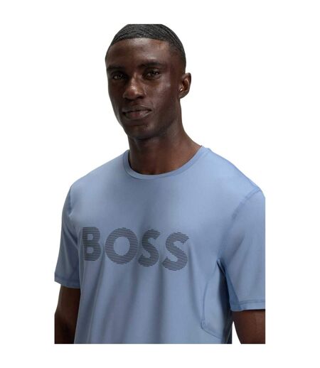 Mens Striped Logo Regular T-shirt Blue Boss