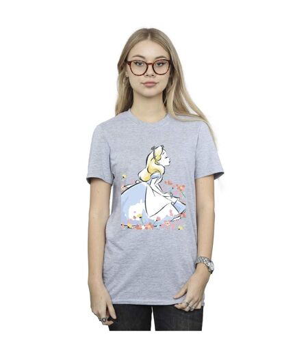 Disney - T-shirt ALICE IN WONDERLAND SKETCH FLOWERS - Femme (Gris sportif) - UTBI8948