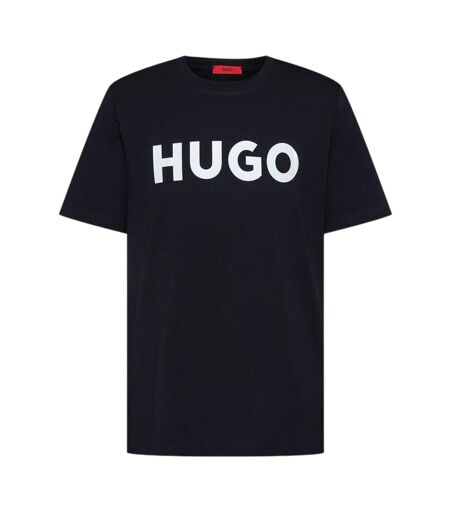 Mens Dulivio Contrast Logo T-shirt Black Iris Navy White Hugo