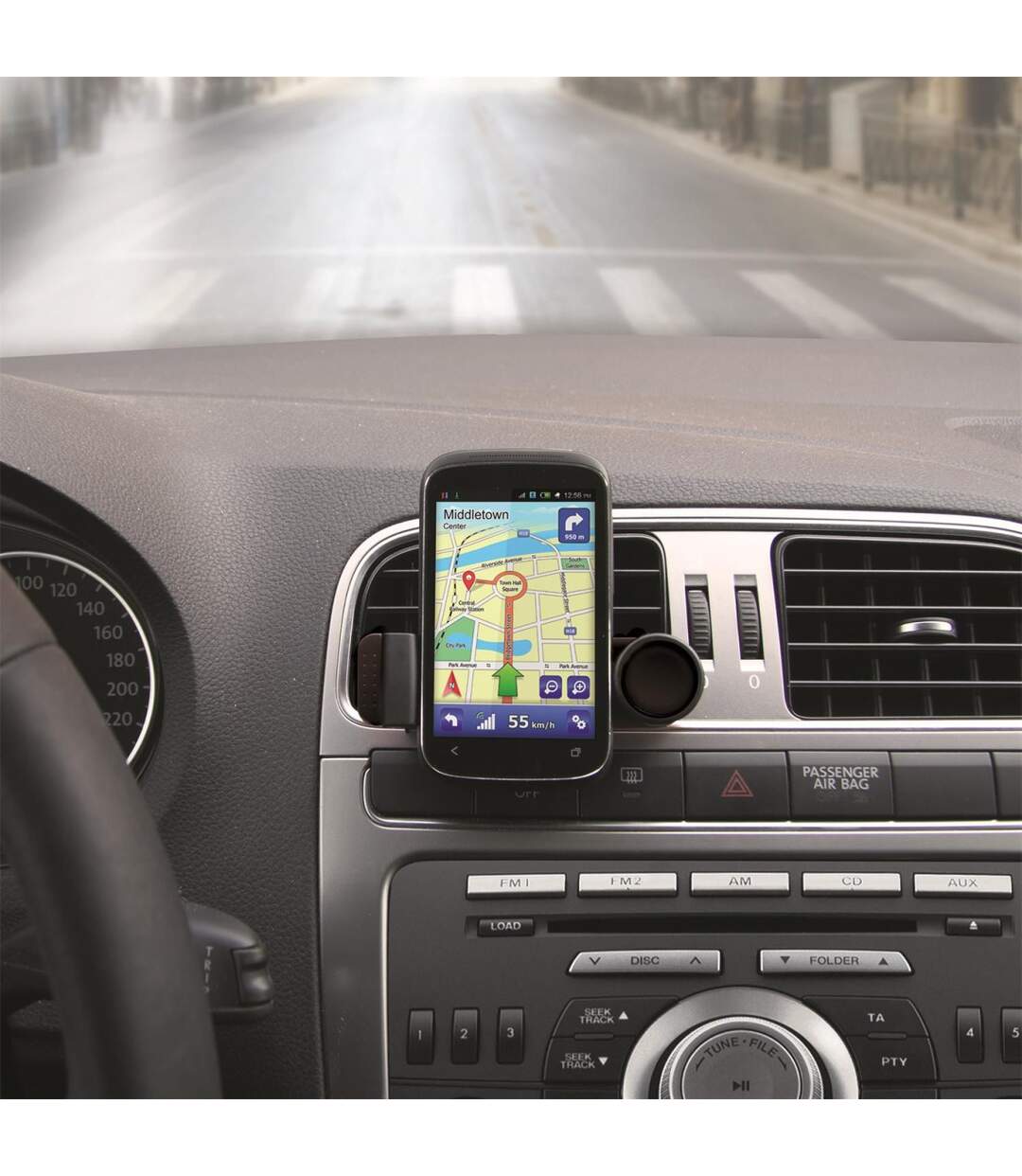 Support Universel Smartphone Grille d'Aération 9cm Noir-2