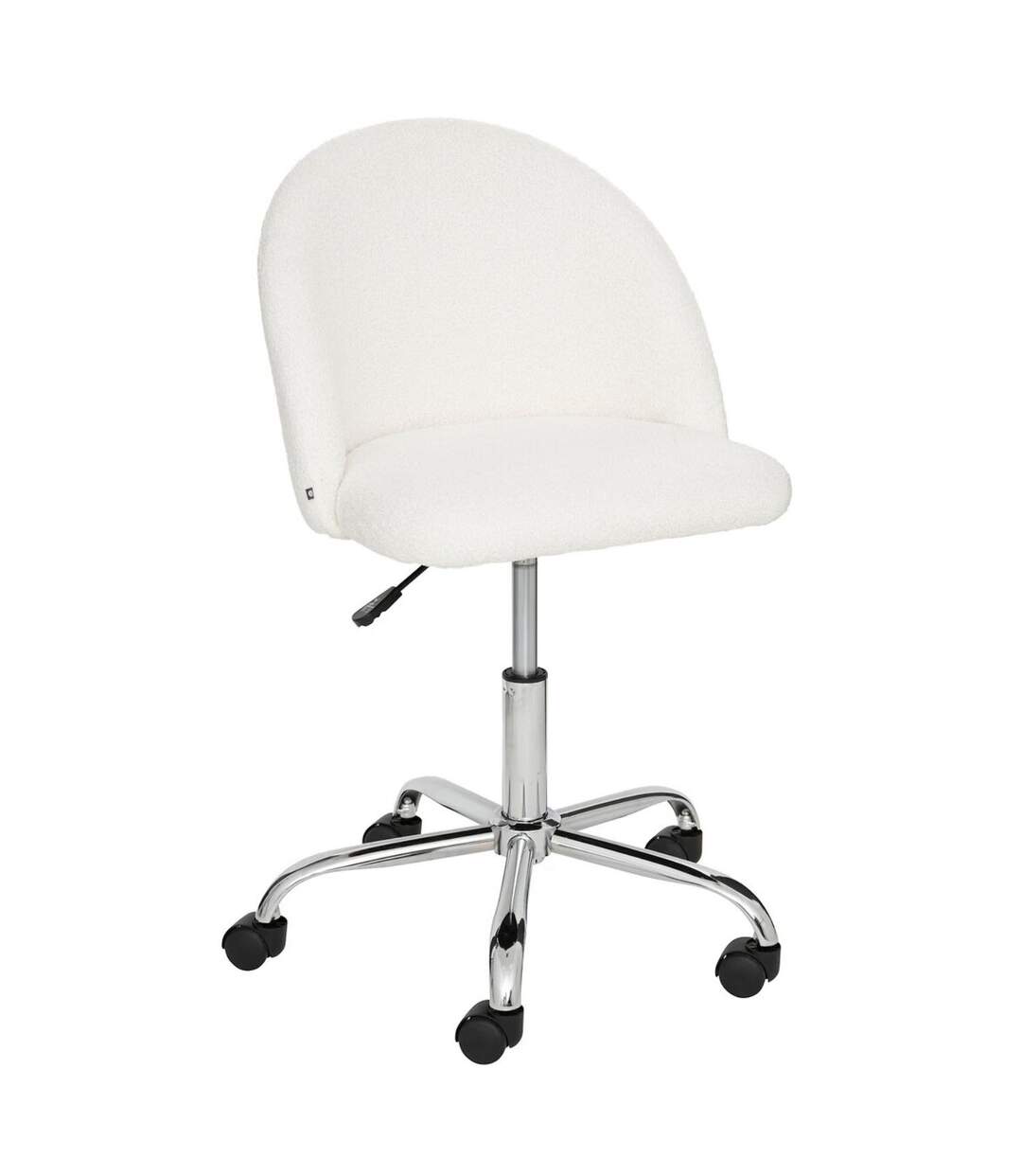 Chaise de bureau à roulette en bouclette GEOS - Blanc-1