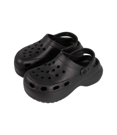 Womens/ladies Platform Clogs Black Keanu