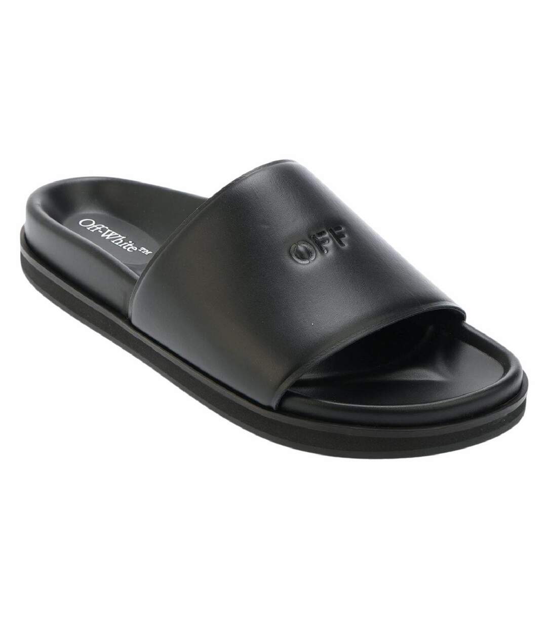Womens/ladies Cloudfoam Sliders Black Off White-1