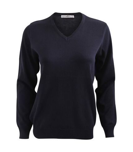 Kustom Kit Ladies Arundel Long Sleeve V-Neck Sweater (Navy Blue) - UTBC1447