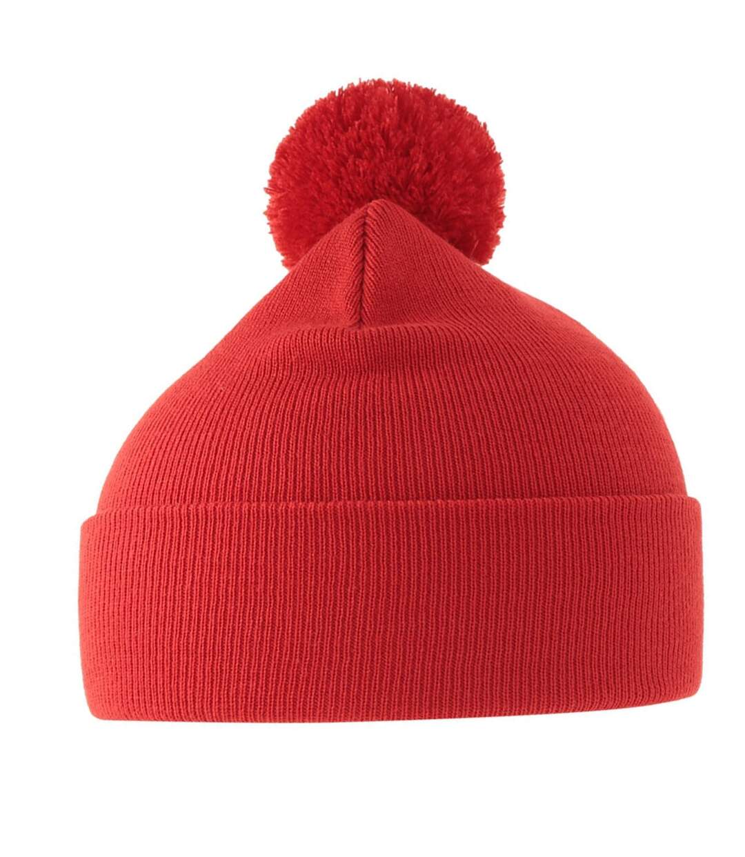 Unisex Adult Wind S Pom Pom Recycled Double Skin Cuffed Beanie Red Atlantis-1