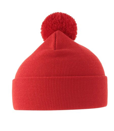 Unisex Adult Wind S Pom Pom Recycled Double Skin Cuffed Beanie Red Atlantis