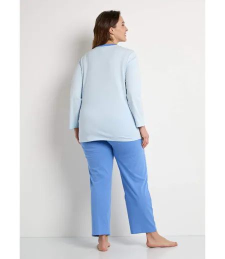 Pyjama coton motif manches longues - lot de 2