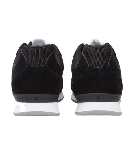 Mens Leather Low Running Flat Trainers Black Tommy Hilfiger