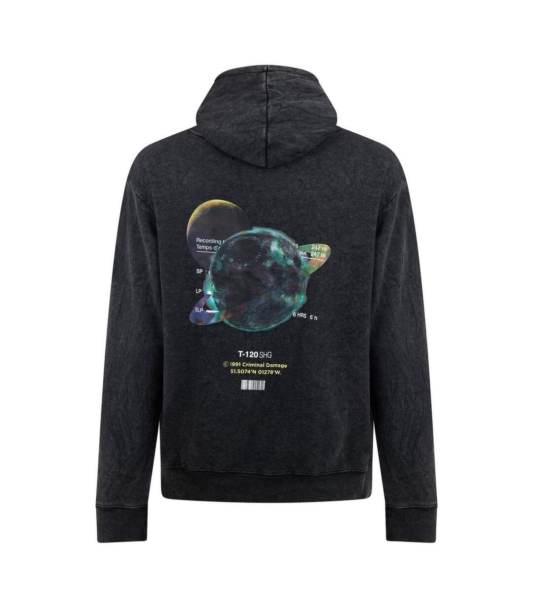Mens Galaxy Washed Hoodie Black Wash Criminal Damage-2