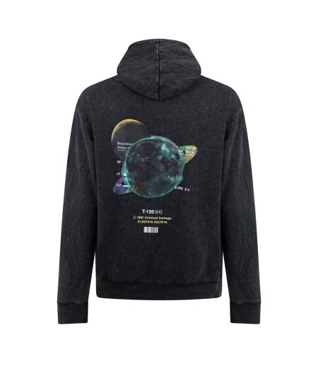 Mens Galaxy Washed Hoodie Black Wash Criminal Damage