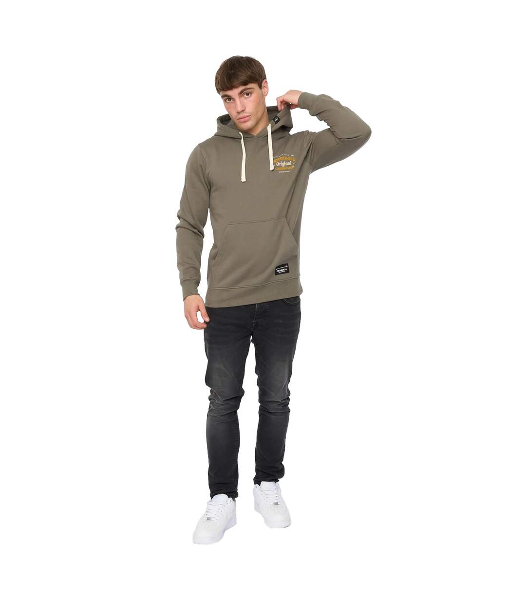 Sweat À Capuche Motocross Homme Olive Crosshatch-4