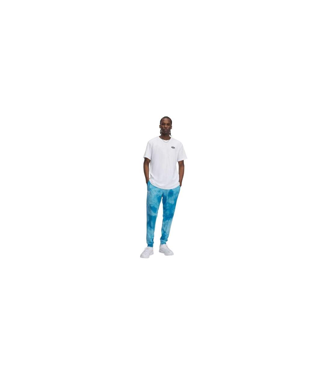 Mens Rival Terry Towel Tie Dye Joggers Blue Under Armour-1