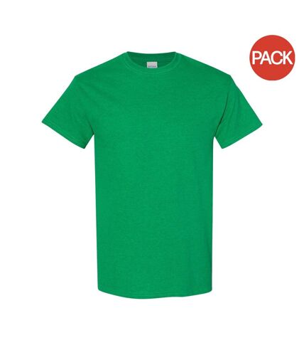 Lot de 5  t-shirts manches courtes hommes vert chiné Gildan