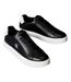 Mens Classic Logo Leather Flat Trainers Black White Calvin Klein-3