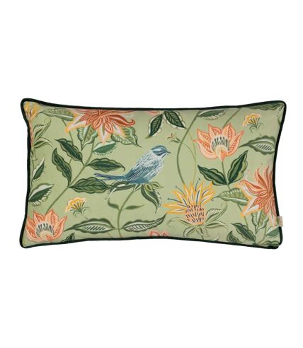 Chatsworth aviary velvet piped cushion cover 50cm x 30cm sage Evans Lichfield