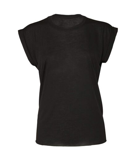 Bella + Canvas Womens/Ladies Flowy Rolled Cuff Muscle T-Shirt (Black) - UTPC2924