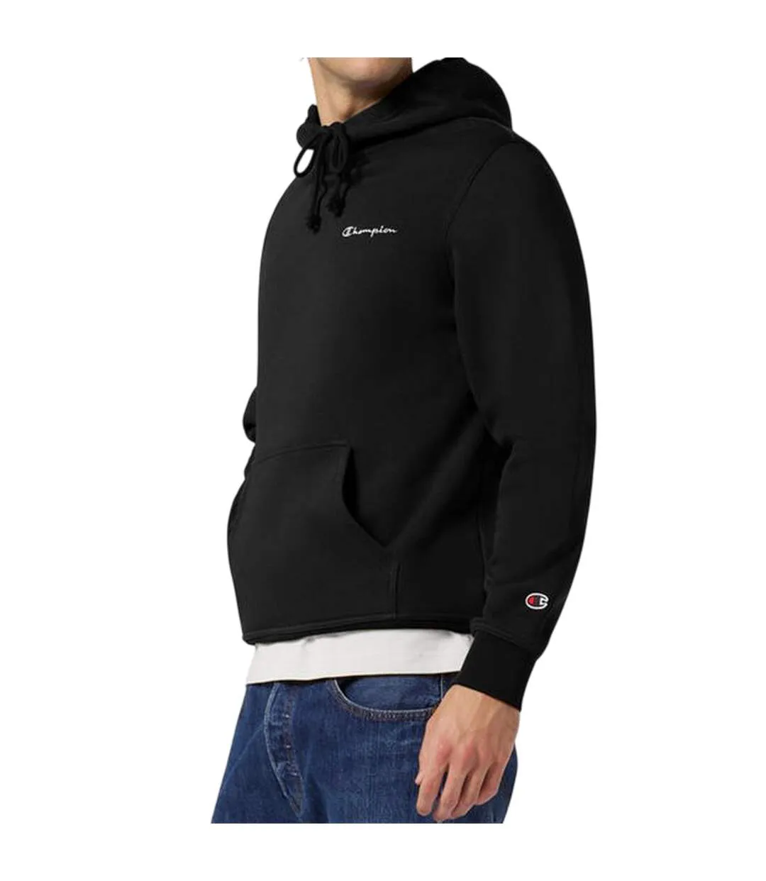 Mens Fleece Hoodie Black Champion-3
