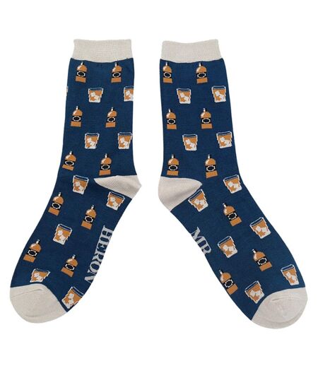1 Pack Mens Novelty Navy Whiskey Bamboo Socks